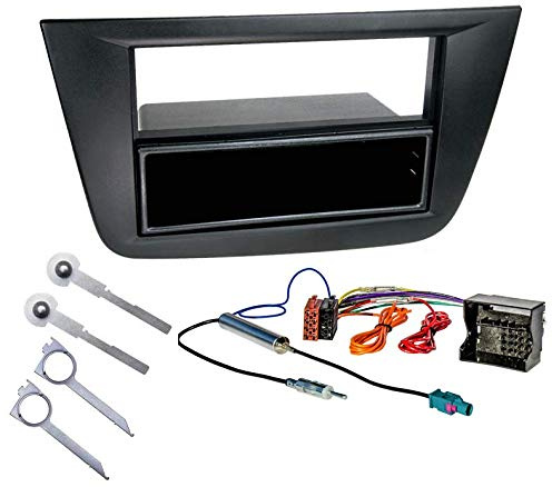 Sound Way Kit Montage Autoradio, Marco 2 DIN Radio de Coche, Adaptador Antena, Cable Adaptador Conector ISO, Llaves Desmontaje Compatible con Seat Altea/Altea XL/Toledo