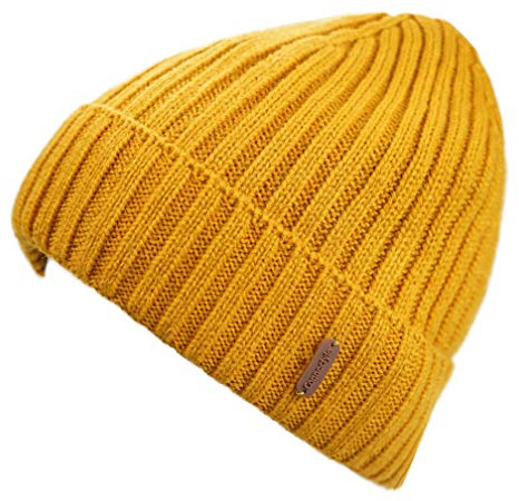 Decentron Classic Men's Warm Winter Hats Thick Knit Long Cuff Beanie Cap with Lining
