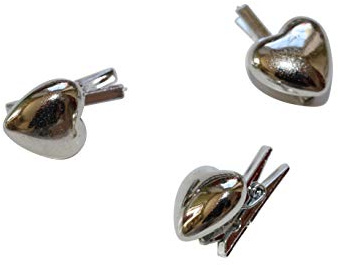 FD 24 STK Herzen Silber an Klammern Clips Deko Silberhochzeit Herzklammern Dekoklammern Hochzeitsdeko Gastgeschenke