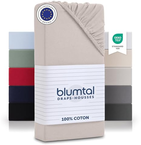 Blumtal® Baumwolle Spannbettlaken 90x200x30cm Basics Jersey im 2er Set - Oeko-TEX zertifiziertes Spannbetttuch 90x200cm - Elfenbein