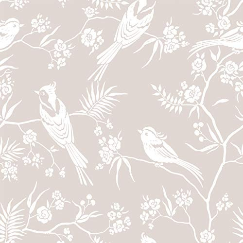 decomonkey Fototapete selbstklebend Tapetenrolle 10 m Tapete Vliestapete Deko Panel Modern Design Wanddeko Wohnzimmer Schlafzimmer Wandtapete | Vogel Baum Blumen