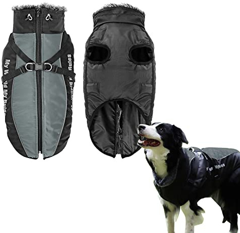 Abrigo para Perros Chaqueta Cálida,Impermeable Traje de Nieve de Invierno Reflectante Impermeable para Perros Chaleco Chaqueta de Felpa Cálido Reflectante Chaleco para Perros (6XL, Gris)
