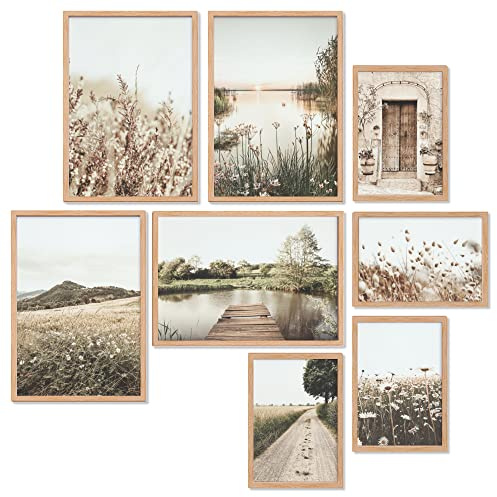 Heimlich – Poster-Set – 4 A3 / 30 x 42 cm + 4 A4 / 21 x 30 cm – Premium-Poster – ungerahmte Drucke – moderner Stil – Blumendekoration