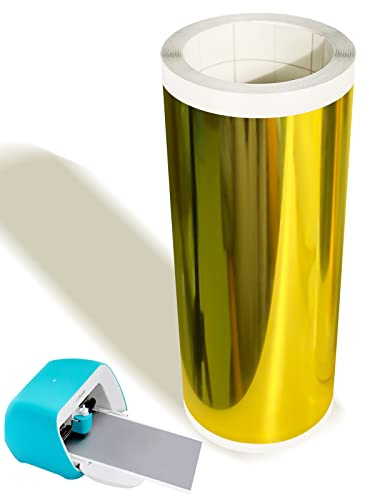 Smart Vinyl Permanent für Cricut Joy, 14cm*300 cm Vinylfolie Plotter, Plotterfolie Selbstklebend, Blätter Transferfolie für Partydekoration, Aufkleber Gold