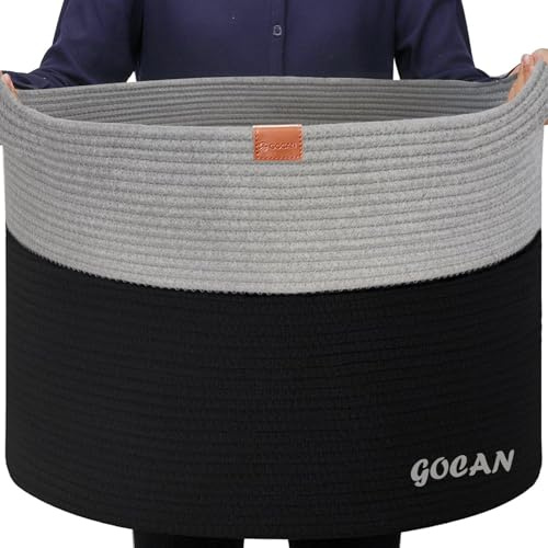 GOCAN Extra Large Storage Laundry Basket 22 X 22X 14 Cotton Rope Woven Basket for Blanket Basket with Handles for Living Room Toys Storage XXXL