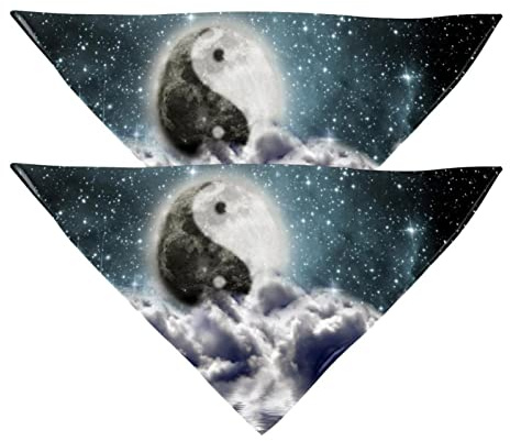 Hundehalstuch, Mond, Yin, Yang, Mädchen, Jungen, Haustier-Lätzchen, Hundeschal, waschbar, Zubehör für kleine, mittelgroße und große Hunde, Welpen, Katzen, Haustiere, 2 Stück