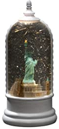 Konstsmide Palla di neve natalizia a LED, statua della libertà, con funzione rotante, monumenti di New York, riempita d'acqua, con timer da 5 ore, funzionamento a batteria e USB, per interni, 3 x C
