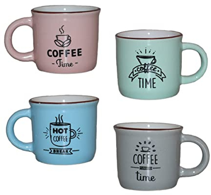 Gall & Zick Espressotassen Set 4 teilig – Retro Design Keramik Espresso Tassen ca 80 ml – Italienischer Kaffeegenuss – Spülmaschinenfest & Mikrowellengeeignet – Perfekt für Kaffeeliebhaber