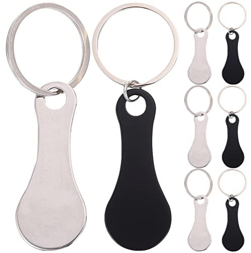 Toddmomy 8pcs Shopping Trolley Tokens Metal Keychains Stainless Steel Keyring for Shopping Cart Supplies