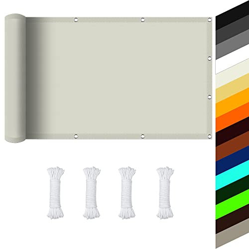 Sonnensegel inkl Befestigungsseile 5.5 x 9 m Uv Schutz Garten Terrasse Camping Wasserdicht Sonnenschutz Balkon Terrasse für Balkon Garten, mit Ösen und Befestigungsseile, Elfenbein