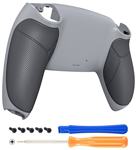 eXtremeRate Rückseite Abdeckung Case kompatibel mit ps5 Controller, Custom Backplate Gummiert Griff Rückgehäuse Shell Cover Ersatzteile für ps5 Controller BDM010/020/030-Neu Hoffnung Grau&Klassik Grau