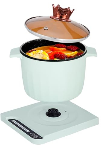 Olla Eléctrica Multifuncional 1.5L Antiadherente, Smart Kitchen Con Función Mantener Caliente, Mini Olla Ramen, Verde