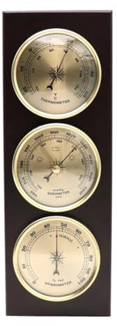 VINGAA Termometro e igrometro 3 in 1 con barometro, stazione meteo analogica, telaio in legno, montaggio a parete, casa, barca da pesca, cameretta dei bambini, ufficio