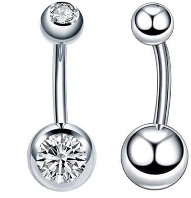 Rajnard Piercing Ombligo14G 10mm Acero quirúrgico Bead Ombligo Piercing Joyería para Mujeres Hombres