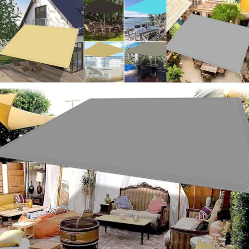 Sonnenschutz Balkon 0.6 x 6 m Wasserdicht Segeltuch Pergola Überdachung Plane 98% Uv-Schut Wetterschutz mit Seil für Garten Terrasse Balkon Schwimmbad, Hellgrau