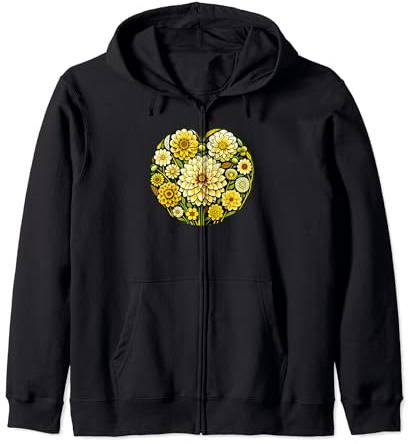 Dahlia Flower Art Yellow Dahlias floral artwork Zip Hoodie