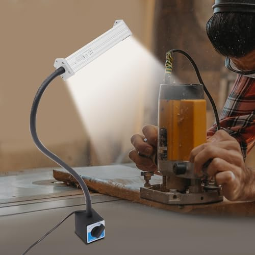 DSYOGX 220V 10W CNC Maschinenlampe mit Magnetischer Sockel 360° willkürliches Biegen Magnetische LED-Arbeitsleuchte IP67 Wasserdicht Maschinenleuchte für Nähen, CNC, Werkzeugmaschinen, Drehbänke