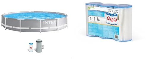 Intex 26712NP - Piscina Desmontable Redonda INTEX Prism Frame con depuradora & 29003-PACK 3 Cartuchos Filtro Tipo A