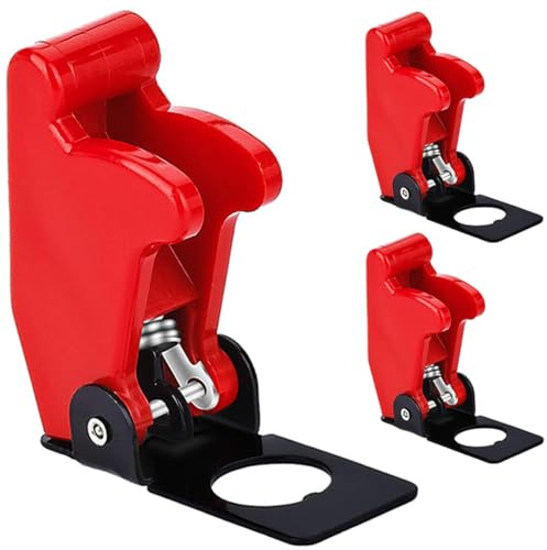 MKBKLLJY 3 fori di montaggio da 12 mm/0,47 pollici, colore rosso, copertura pieghevole di sicurezza, antipolvere, impermeabile, in plastica per interruttore a levetta con manico a levetta,