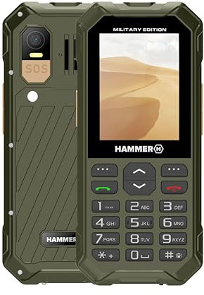 Telefono a tastiera Hammer 6 LTE Military Edition, grande batteria da 2500 mAh fino a 7 giorni in standby, torcia e tasto SOS, tecnologia VoLTE, tasti retroilluminati, IP68 test di caduta da 1,5 metri