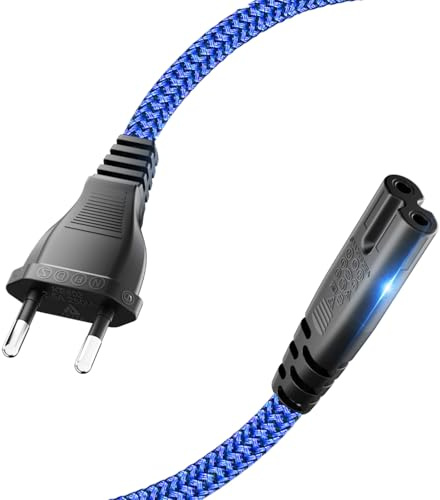 Goalfish 2,0m Stromkabel 2 Polig Typ C Eurostecker auf C7 Buchse, Blau | Robust,Euro-Netzkabel Kleingerätekabel Euro 8 mit VDE,für PS5 PS4 PS3 Xbox Serie X/S,TV,Blu-Ray,Haushaltsgeräte und Netzteile