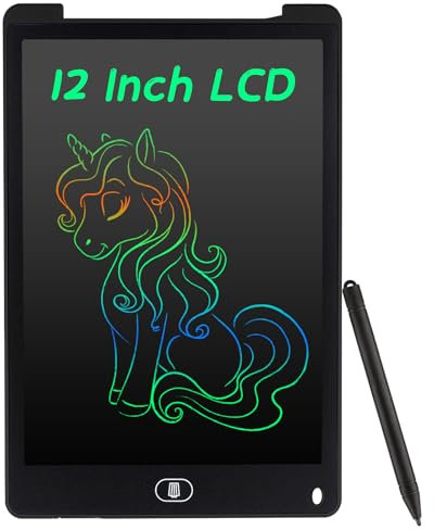 Coolzon LCD Schreibtafel, 12 Zoll Bunte Bildschirm Schreibtablett für Kinder Erwachsene, Löschbare LCD-Zeichenbrett Elektronische Schreibtafel Tragbar LCD Drawing Writing Tablet, Schwarz