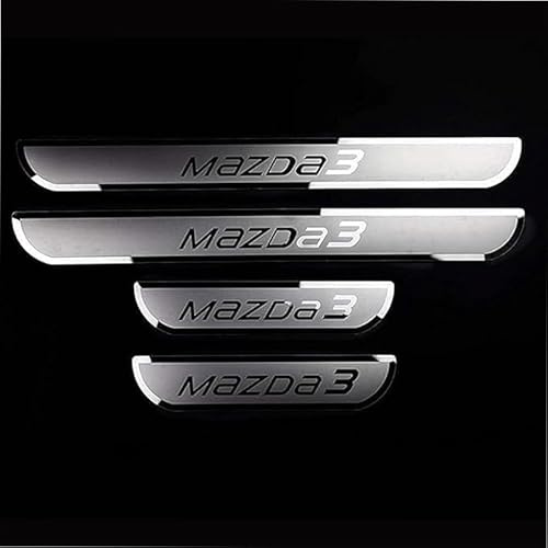 Lot de 4 Protections de Seuil de Portière de Voiture pour Mazda 3 BP 2024, Plaques de Protection en Acier Inoxydable Bande Décorative Anti-Usure