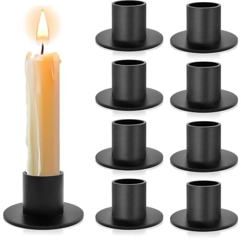 8 Stück Schwarz Kerzenständer, Retro Candlelight Dinner Kerzenhaltern, Kegelkerzenhalter, Kerzeneinsatz Kerzenhülsen aus Metall, Kerzenhalter für Hochzeit, Weihnachten, Party, Esstisch, Mantel Deko