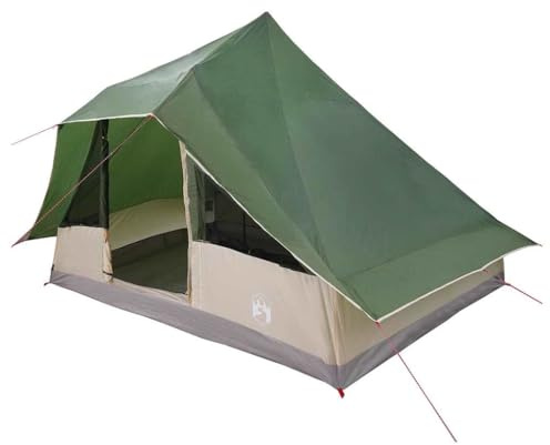 vidaXL Grünes Tipi Zelt für draußen | Wasserdicht und geeignet für bis zu 10 Personen, atmungsaktiv, mit Reißverschluss und Leichter Montage. Perfekt für den Sommer und Familienausflüge!