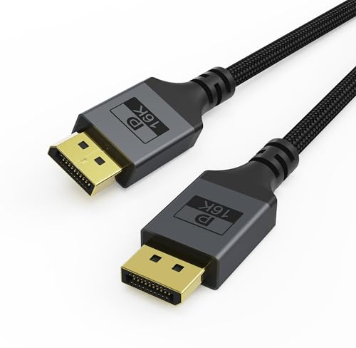 DGHUMEN Cavo DisplayPort 2.1 / 16K DP 2.1, 16K@60Hz, 8K@240Hz, 4K@480Hz Supporta 80Gbps HDR DSC1.2a FreeSync G-Sync Display Port 2.1 Cavo per Gaming Monitor