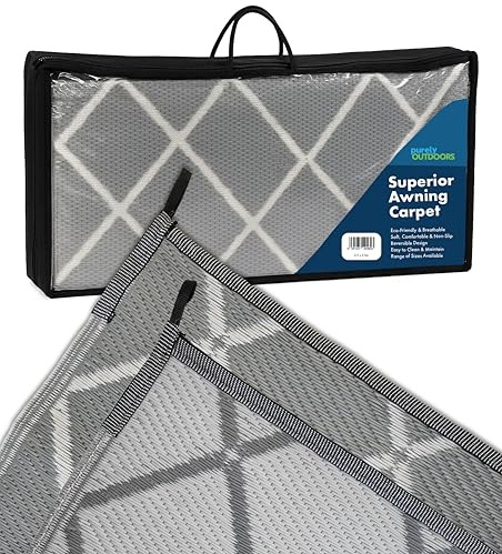 Purely Outdoors Superior Awning Carpet - Eco-Friendly, Padded, Breathable, Non-Slip, Reversible Groundsheet Mat for Caravan Awnings, Tent, Motorhome, Beach, Picnic, Decking (Hampton Grey, 250 x 450cm)