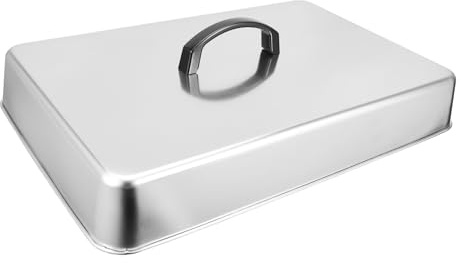 Couvercle Rectangulaire Inox pour Barbecue et Plancha, Argenté | Cloche Barbecue, Couvercle de Plaque de Cuisson à Badigeonner, Dôme de Cuisson à Plancha