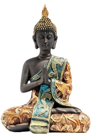 PHLCF Skulptur Thai Buddha Statue Harz Handwerk Südostasien Kreative Veranda Home Dekoration Ornamente - 14 * 9 * 20Cm