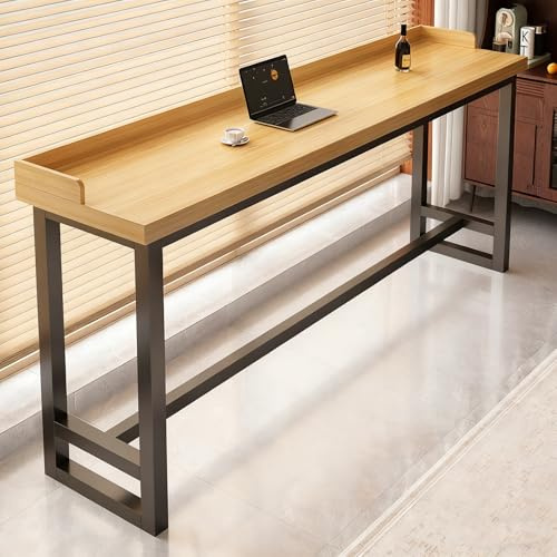Barbord Massivt Träbord för Pubar I Lantlig Stil Höga Köksbord för Frukostbänkar för Bistro Matsal Vardagsrum(Beige,100x30x104cm)