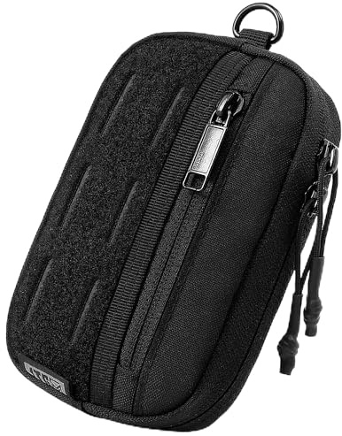 1TG Portefeuille Protection RFID, Nylon 500D, Porte-Monnaie Étanche, Fermeture Éclair, EDC Porte-Cartes pour Homme Femme, Noir