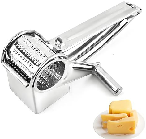 Râpe à fromage avec manivelle, râpe de cuisine rotative pratique en acier inoxydable pour râpe à parmesan, moulin à parmesan, mozzarella, fromage dur, convient pour les cuisines privées et