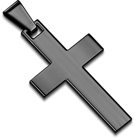 Bungsa Unisex Anhänger Kreuz schwarz aus 316L Edelstahl