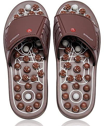 BYRIVER Acupressure Foot Massage Mat, Reflexology Tools, Spiky Ball Roller Therapy Sandals Shoes Slippers, Relief Muscle Fatigue, Sciatica, Heel, Lower Back Pain (03L)