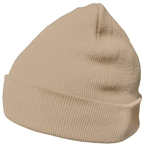 DonDon Mütze Herren Mütze Damen Wintermütze Beanie klassisches Design beige