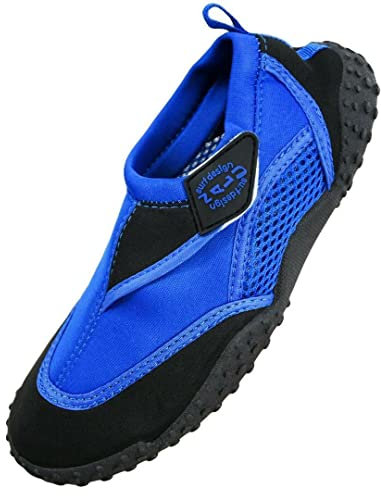 Aqua Beach Surf Wet Water Shoes Boys Girls Mens Womens Unisex Wetsuit Boots (Black/Blue Adult 5)