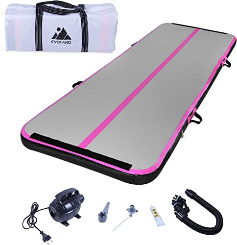 EVOLAND Gymnastikmatte, Gymnastikmatte mit elektrischer Pumpe für Gymnastik, Yoga, Taekwondo, Bodenturnen, 10 cm dick, Trainingsmatte, Rosa