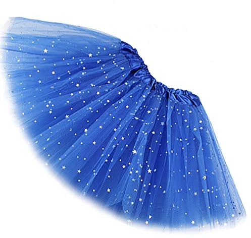 Ugitopi Jupe Tutu en Tulle à 4 Couches élastique pour Femme, Royal Blue