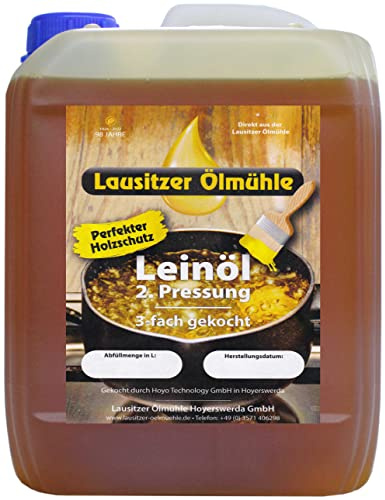 5 Liter Leinöl Holzpflege Holzschutz dreifach gekocht und harzfrei Firnis Leinölfirnis
