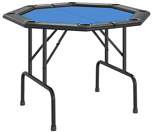 vidaXL Pokertisch, Spieltisch mit Getränkehaltern, Klappbarer Poker Tisch in Casinoqualität, Casino Kartenspiel Tisch für 8 Spieler, Blau