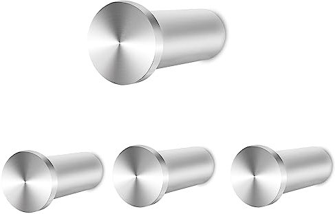 Feligio Garderobenhaken Edelstah, 4 Stück Kleiderhaken mit 30 kg, Handtuchhaken zum Bohren für Küche, Bad & Arbeitszimmer ‎Silber