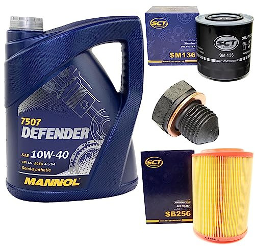 Motoröl Set 10W40 5 Liter + Ölfilter SM136 + Ölablassschraube 12281 + Luftfilter SB256
