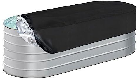 4ft Waterpoof Oval Stock Tank Pool Cover rubermaid Horse Trough Cold Plunge Tub for Farm Water Tank Cover Outdoor Ice Bath Tub Covers Protector for Round End Stock Tank Tub Outside 2 ft. x 4 ft.x 2 ft