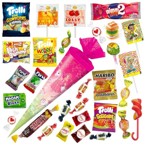 OYOY Schultüte gefüllt mit Süßigkeiten Mix I Schultüte Prinzessin auf Pferd I Schultüte 35 cm I kleine Schultüte fertig gefüllt I Geschwister Schultüte I Zuckertüte klein I Einschulung Geschenk