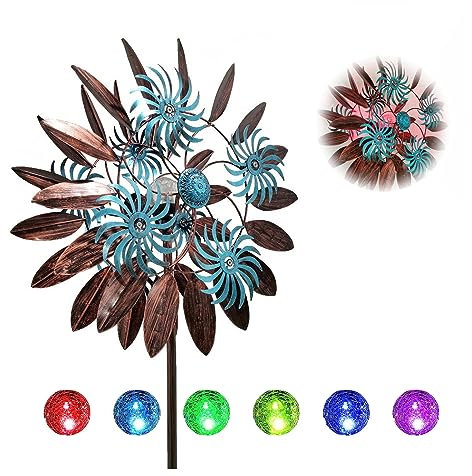 Solar Windrad Garten Metall Groß, 213 cm WindmüHle Garten Groß, Groß Windspiel XXL, Wetterfestes Gartendeko