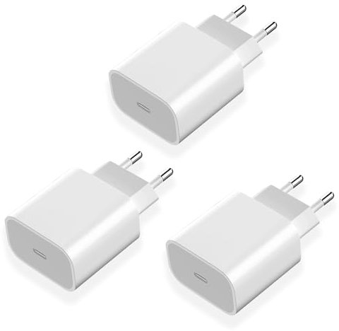 USB C Snabbladdare 3-Pack, 20W Laddare för Phone 15/15 Pro/15 Pro Max/14 Plus 13 12 11 SE, iPad Mini, AirPods, Strömadapter, PD 3.0 AC-Adapter Med C-Uttag